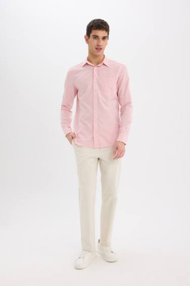 Modern Fit Polo Neck Basic Long Sleeve Shirt