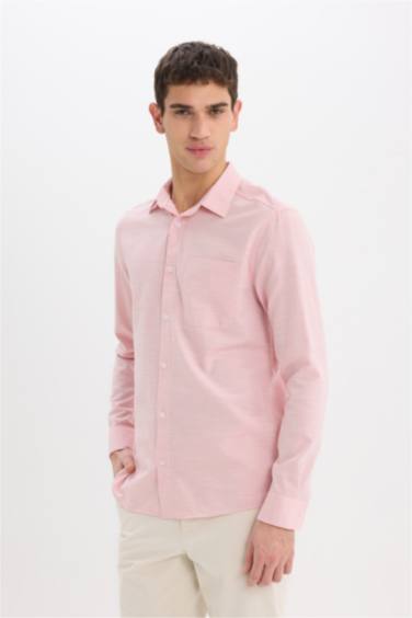 Modern Fit Polo Neck Basic Long Sleeve Shirt