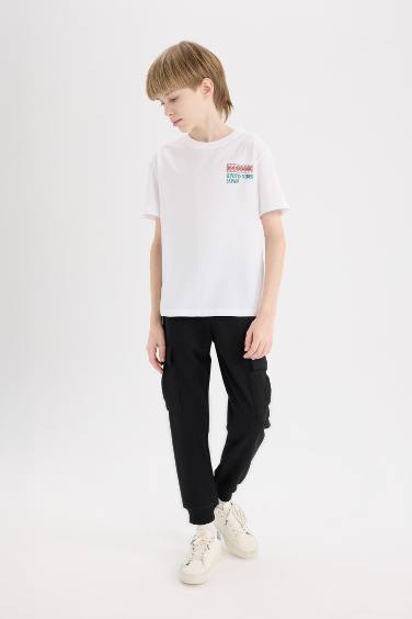 Boy Crew Neck Back Printed Short Sleeve T-Shirt
