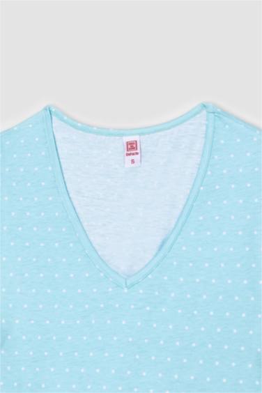 فستان نوم قصة عادية بياقة V Fall in Love من