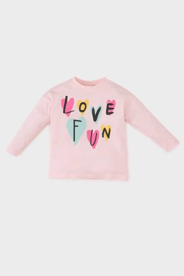 Baby Girl Crew Neck Printed Long Sleeve T-Shirt