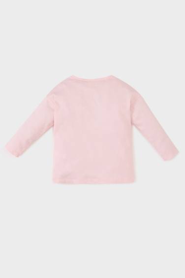 تيشيرت بنات كم طويل مطبوع قصة عادية برقبة مستديرة