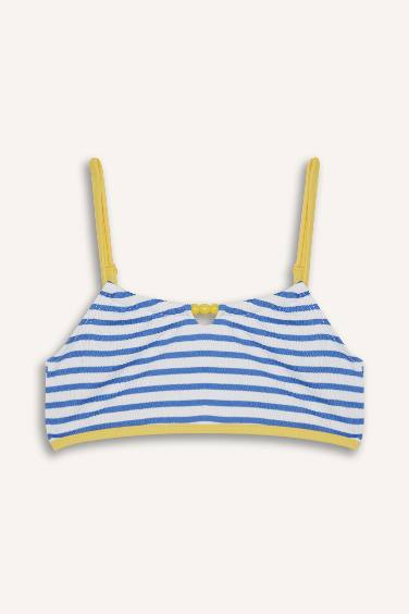 طقم بكيني بناتي مخطط أزرق - قطعتين