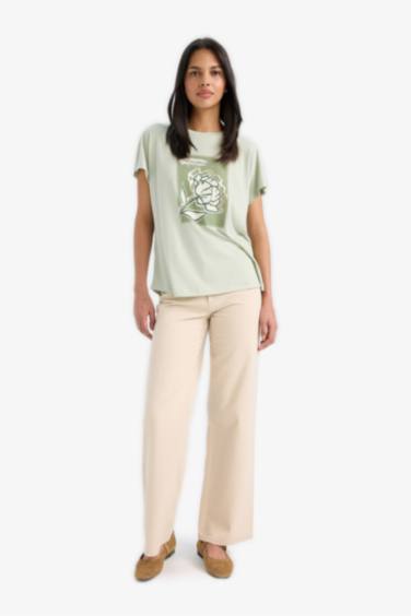 Crew Neck Floral Short Sleeve T-Shirt