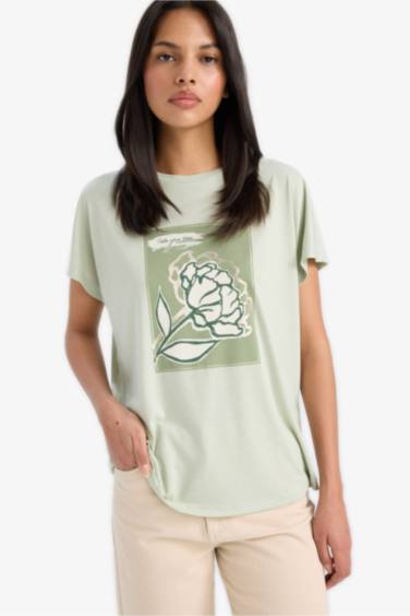 Crew Neck Floral Short Sleeve T-Shirt