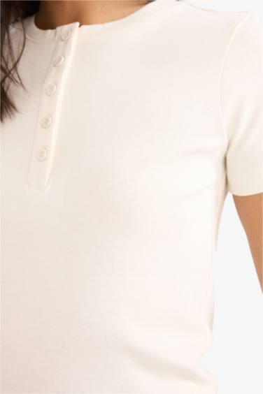 Slim Fit Crew Neck Ribbed T-Shirt