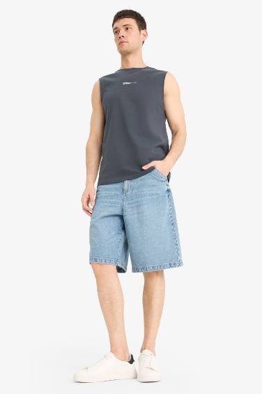 %100 Pamuk Regular Fit Baskılı Bisiklet Yaka Atlet