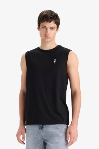 Regular Fit Printed Crew Neck Sleeveless Tank Top