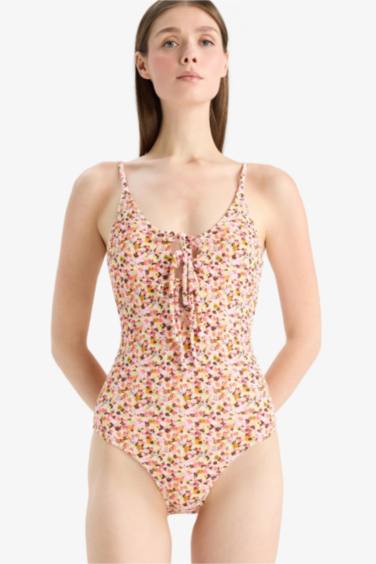 Fall in Love Regular Fit Floral Crepe Strappy Swimsuit