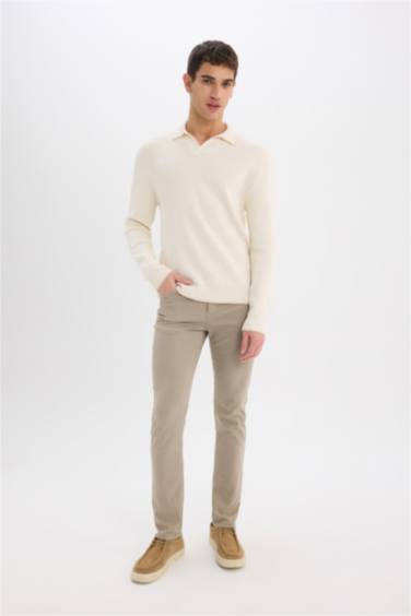 Standard Fit Polo Neck Knitted Pullover