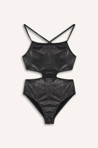 مايو بنات من قماش لامع