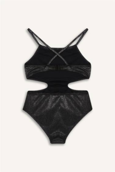 مايو بنات من قماش لامع