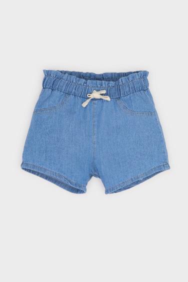 Baby Girl Regular Fit Paperbag Waist Denim Shorts