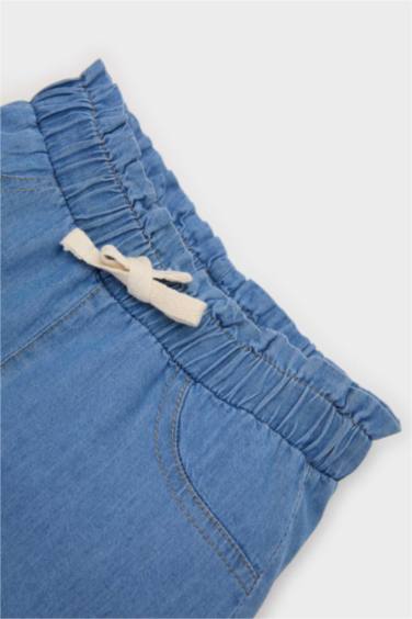 Baby Girl Regular Fit Paperbag Waist Denim Shorts