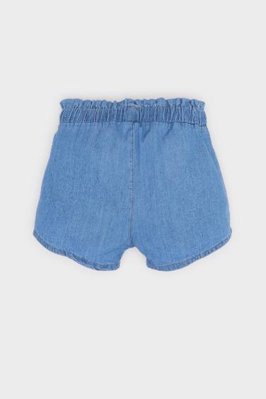 Baby Girl Regular Fit Paperbag Waist Denim Shorts
