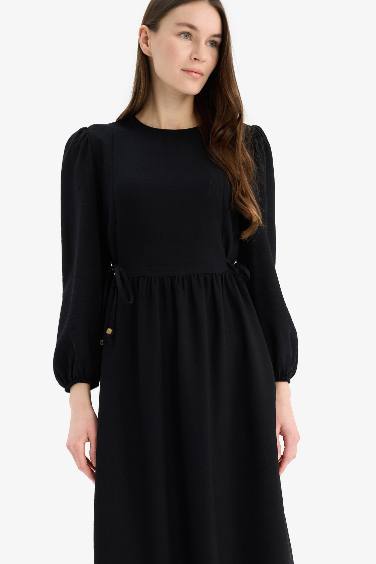 فستان طويل ايروبين قصة عادية بياخة مستديرة