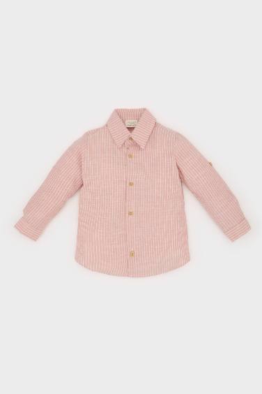 Baby Boy Shirt Collar Flam Poplin Long Sleeve Shirt