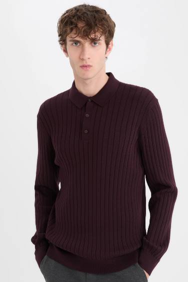 Standard Fit Polo Collar Knitwear Pullover