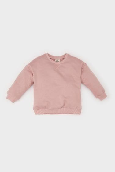 Sweatshirt basique à col rond pour bébé fille