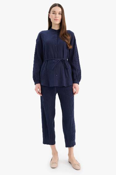 Basic Pocketed Muslin Harem Trousers