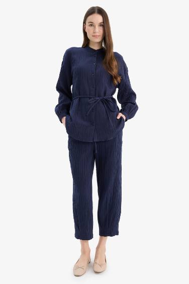 Basic Pocketed Muslin Harem Trousers