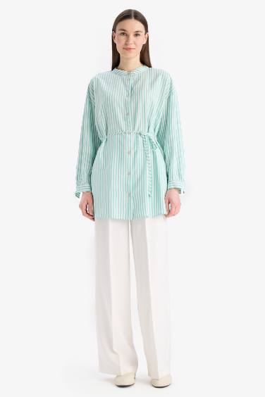 تونيك قصة عادية بياقة بشريط