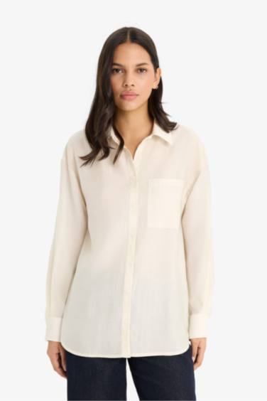 قميص كم طويل اوفر سايز برقبة قميص