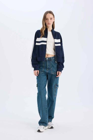 Coool Fitted Dik Yaka Cepli Kalın Fermuarlı Sweatshirt