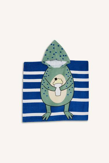 Boy Patterned Cotton Poncho Towel