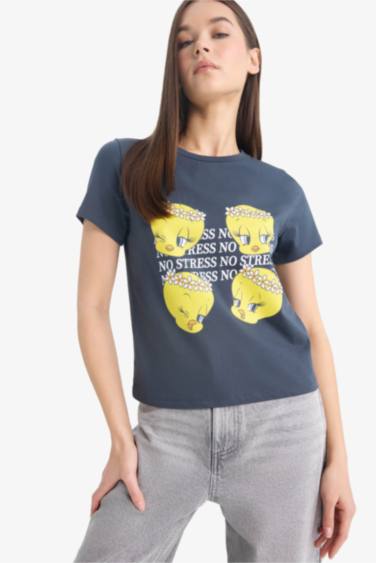 تيشيرت نص ردن مطبوع قصة عادية من لوني تونز