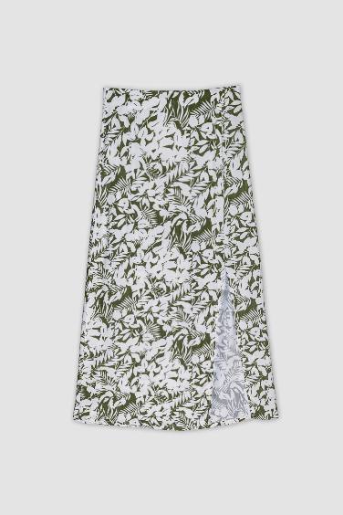 A Cut Floral Midi Skirt