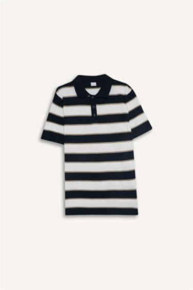 Standart Fıt Triko Kısa Kollu Polo Tişört - Görsel 7