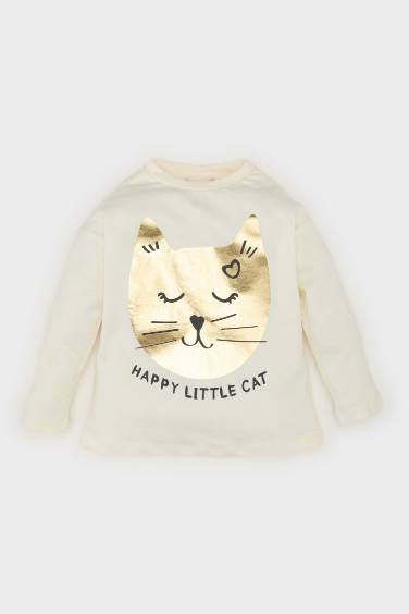 Baby Girl Regular Fit Crew Neck Animal Patterned T-Shirt