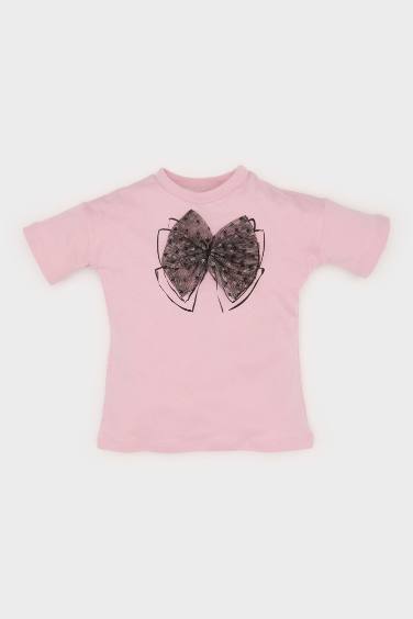 Baby Girl Regular Fit Crew Neck Short Sleeve T-Shirt