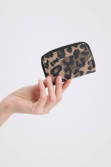 Женский кошелек для мелочи с леопардовым рисунком