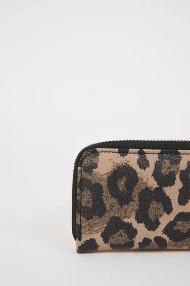 Женский кошелек для мелочи с леопардовым рисунком