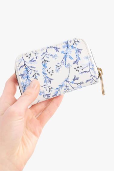Женский кожаный кошелек с цветочным принтом