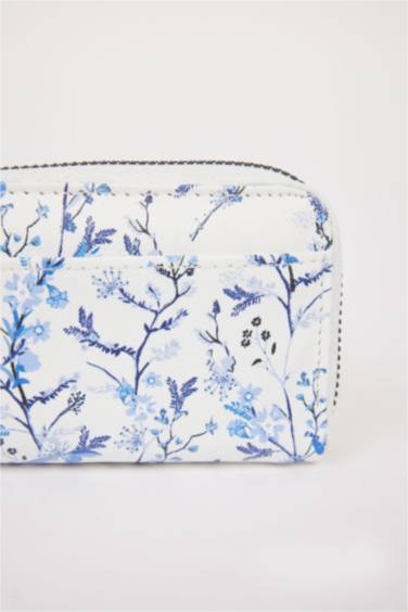 Женский кожаный кошелек с цветочным принтом