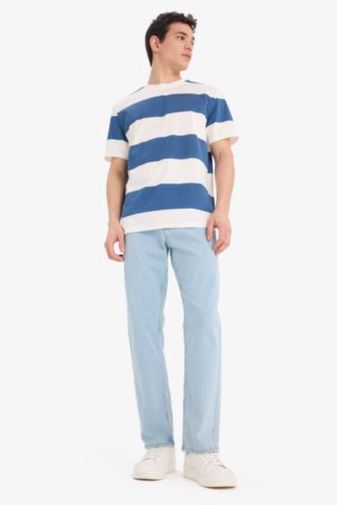 Cotton Regular Fit Crew Neck Striped T-Shirt