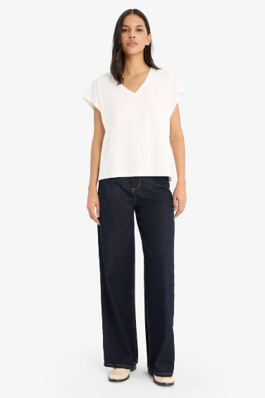 Regular Fit V Neck Basic Premium T-Shirt