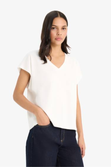 Regular Fit V Neck Basic Premium T-Shirt