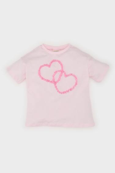 Girl Regular Fit Heart Patterned T-Shirt