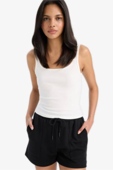 Slim Fit Dar Kesim Basic Düz Yuvarlak Yaka Fitilli Kaşkorse Atlet