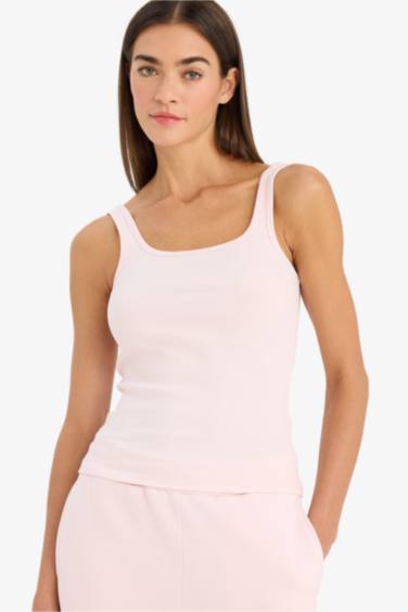 Slim Fit Dar Kesim Basic Düz Yuvarlak Yaka Fitilli Kaşkorse Atlet