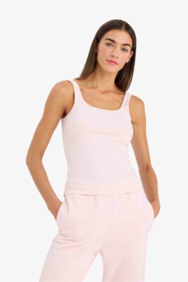 Slim Fit Dar Kesim Basic Düz Yuvarlak Yaka Fitilli Kaşkorse Atlet