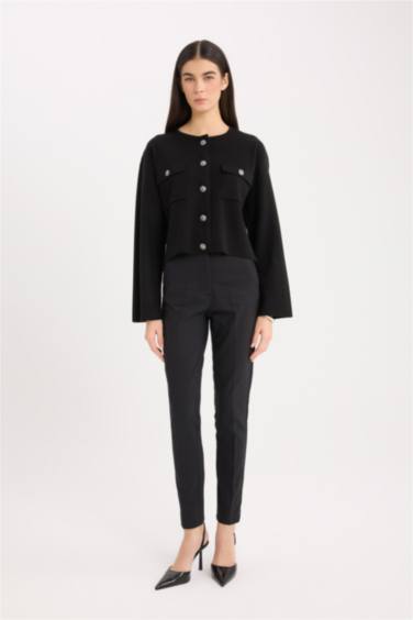 Pull Cardigan en tricot avec boutons et col rond Coupe régulière
