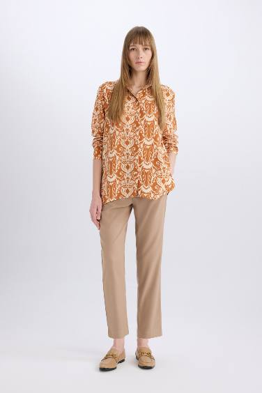 Оверсайз рубашка-тник с длинными рукавами и узором