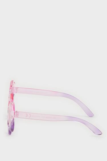 Lunettes de soleil cadre plastique rose en forme de fleur pour fille