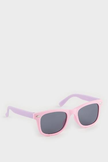 Girl Pink Plastic Frame Black Glass UV Sunglasses