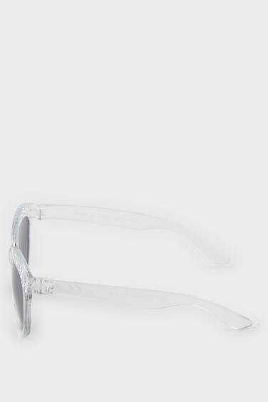 Lunettes de soleil cadre en plastique transparent à strass pour fille
